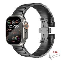 Titano metalinė apyrankė Apple Watch Ultra 3 2 49mm 45 46 44mm prabangi juosta iWatch serijai 11 10 9 6 Se 8 grandinėlės apyrankė Correa for Ultra 3 2 1 49mm pilka spalva