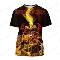 Metalo Roko Grupė Sepultura 3D Spausdinimo Marškinėliai Vyriški Mados Apvalus Kaklas Trumpomis Rankovėmis Marškinėliai Naujas Grupės Sportiniai Viršutiniai Marškinėliai Moteriški Marškinėliai Gatvės 3XL black