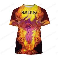 Metalo Roko Grupė Sepultura 3D Spausdinimo Marškinėliai Vyriški Mados Apvalus Kaklas Trumpomis Rankovėmis Marškinėliai Naujas Grupės Sportiniai Viršutiniai Marškinėliai Moteriški Marškinėliai Gatvės 3XL brown