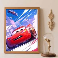 Disney 5d diamond painting full of diamonds diy diamond embroidery decorative painting Lightning McQueen ornaments living room Round 20x30cm blue