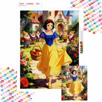 disney snow white and seven dwarfs diamond painting full diamond art kit handmade diy home decoration gift Round 20x30cm black