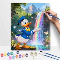 Disney Donald Duck Rainbow Waterfall Digital Oil Painting Art Kit Handmade Coloring Painting Home Decor 40x50cm blue