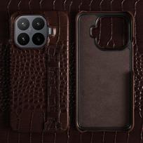 Su riešo dirželiu Prabangus natūralios odos dėklas skirtas Xiaomi 17T Pro 15 17 Ultra 15T 14T 13T 12S 15S Pro Krokodilo rašto Funda Para Genuine Leather&Xiaomi 14 black