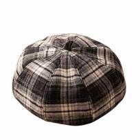 Japanese Style Plaid Beret Polyester Newsboy Hat Fashion Octagonal Hat  Girls juoda