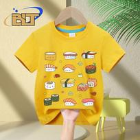 Kawaii Japanese Sushi printed kids T-shirt summer  short-sleeved casual tops for boys and girls 160
