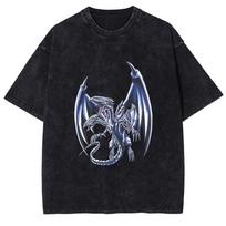 Anime Yu Gi Oh Baltojo Mėlynakio Drakono Marškinėliai Vintažiniai Skalbti Per dideli Marškinėliai Trumpomis Rankovėmis Poliesterio Marškinėliai Viršutiniai Drabužiai Vyrams Moterims XL gray