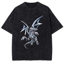 Anime Yu Gi Oh Baltojo Mėlynakio Drakono Marškinėliai Vintažiniai Skalbti Per dideli Marškinėliai Trumpomis Rankovėmis Poliesterio Marškinėliai Viršutiniai Drabužiai Vyrams Moterims 2XL gray