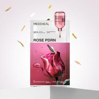 MEDIHEAL Esencinės lakštinės kaukės 10 vnt. Madekasosidas Keramidas Rožė PDRN Hialurono rūgštis Kolagenas Vitaminas C Arbatmedžio variantai Rose PDRN pink