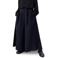 Sidabro stiliaus vyriškos Hakama kelnės Plačios juodos mados Gaucho kelnės black