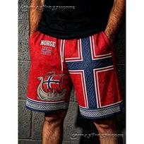 Unisex 2026 New Hot Sale Universal Casual Shorts Norway Flag Viking Ship Retro Totem Breathable Beach Shorts Loose Sports Shorts XXXL