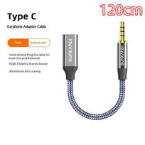 3.5mm Male to USB C Female Audio Adapter Tangle Free Design Type C Earphone Converter for Outdoor Travel Home Entertainment 120cm