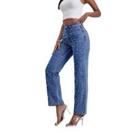 High Elasticity Slim Fit Denim Jeans for Women, Zipper Fly Button Closure Jeans with Two Side Pockets, Comfortable Stretchy Autumn Pants, Casual XL blue