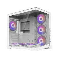Zalman D40 ATX Mid Tower kompiuterio korpusas su 7 × 120 mm ARGB ventiliatoriais, baltas