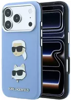 Dėklas Karl Lagerfeld Saffiano with Karl & Choupette Heads Pins & Logo case for Iphone 18 Pro Max / 17 Pro Max mėlynas