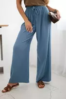 Moteriškos plačios muslino kelnės Denim, mėlynos spalvos