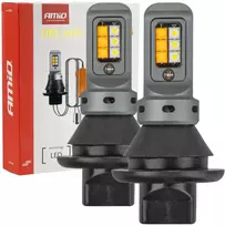 2 viename dienos žibintai LED + posūkių rodikliai DRL CANBUS 1156 3535 12SMD 12V 24V AMIO-05005