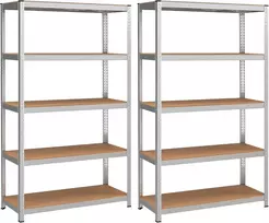 SONGMICS 5 lygių metalinės sandėliavimo lentynos, 2 vnt., 120 x 60 x 200 cm GLR060E02
