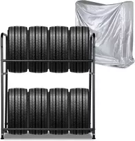Vkechh padangų stelažas 8 padangoms, 2 lentynų, reguliuojamo aukščio, 107 x 46 x 117 cm, 0141441as