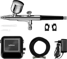 Wiltec aerografo kompresoriaus rinkinys su aerografu, 150 W, 2,8 bar, 0,3 mm, 65115