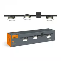 Lubinis šviestuvas LED lubų lempa GX53 lemputėms, max 3x30W IP20 VIDEX VL-SPF32-3B | juoda – trijų lempučių matinė juoda lempa moderniam interjerui