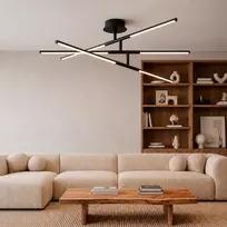 Lubinis šviestuvas LED lubų lempa, 40W 4100Lm 3000-6000K IP20 VIDEX VL-CLD013-42CB | juoda – trijų lygių dizainas su iki 270° pasukamais elementais formai keisti