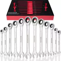 DAKCOS kombinuotų veržliarakčių su reketu rinkinys 6–19 mm, 12 vnt., RMS-MIX