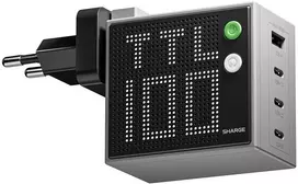 Įkroviklis PowerNeed SHARGE Pixel 100 GaN, 100 W, 3x USB-C, 1x USB-A – pilkas (CDT-SG-100-EUR-DZP-HUI)