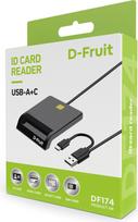 D-Fruit ID card reader USB-A/USB-C DF174, black