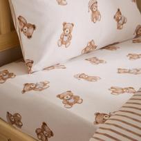 Kreminės spalvos iš flanelės viengulė vaikų patalynė su guma 90x190 cm Brushed Teddy Bear – Catherine Lansfield