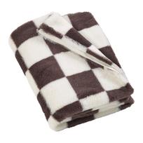 Baltos spalvos/tamsiai rudos spalvos antklodė ir pledas 130x170 cm Cosy Soft Checkerboard – Catherine Lansfield