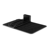 Matinės juodos spalvos iš plastiko indų džiovinimo padėkliukas 61x43 cm Udry – Umbra