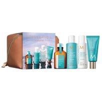 Rinkinys Moroccanoil: apimties suteikiantis be parabenų plaukų šampūnas blizgesio suteikiantis ir kūno suteikiantis šampūnas 70 ml + apimties suteikiantis be parabenų plaukų kondicionierius drėkinantis ir