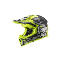 LS2 MX437 FAST EVO MINI CRUSHER BLACK YELLOW vaikiškas krosinis šalmas
