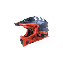 LS2 MX437 FAST EVO MINI XCODE M. FL.ORANGE BLUE krosinis šalmas