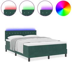 LED Čiužinio Lova su LED Tamsiai žalia 160 x 200 cm Aksomas