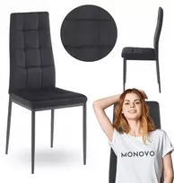 Monovo Juoda minkšta kėdė svetainei valgomajam Juodas Veliur Metal TEXO