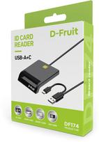 D-Fruit ID card reader USB-A/USB-C DF174, black, SIDDFT50538