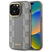 DKNY DKHMP14LPCPVSLE iPhone 14 Pro 6.1" beige hard case, Leather Checkered Mono Pattern, MagSafe