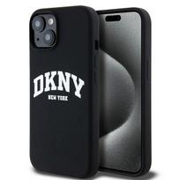 DKNY DKHMP15SSNYACH iPhone 15 / 14 / 13 6.1" black hard case with Liquid Silicone White Printed Logo and MagSafe compatibility