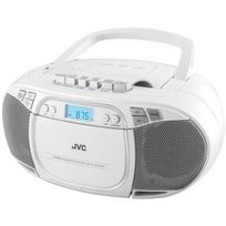 JVC RC-E451W nešiojamas CD grotuvas, baltas, LCD ekranas, FM, Bluetooth, USB, AUX, 2 garsiakalbiai, 3.2W, 1.6kg