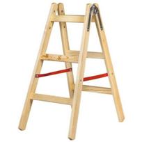 Awtools Dvipusės medinės kopėčios AW23034, 95cm, 240cm, 29cm, 150kg, impregnuota mediena, cinkuoto plieno jungtys, saugos diržai