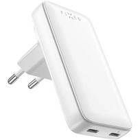 Fixed Slim Traveller 2xUSB-C Travel Charger with world adapters, GaN, 45W | White