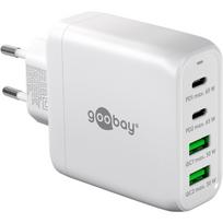 Goobay maitinimo adapteris 64818, 68 W, 2x USB-C, 2x USB-A, GaN, Power Delivery, Qualcomm Quick Charge, baltas
