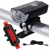 2x akumuliatorinis led dviračio žibintų komplektas priekinis ir galinis led usb priekis galas
