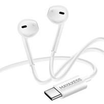 Laisvų rankų įranga Ausinė - MAYAXESS - iPhone 17 - USB-C - Integruotas mikrofonas - Balta