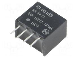 Converter: DC/DC | 2W | Uin: 4.5÷5.5VDC | Uout: 15VDC | Iout: 133mA | SIP4