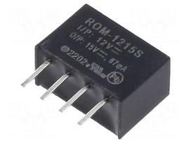 Converter: DC/DC | 1W | Uin: 10.8÷13.2VDC | Uout: 15VDC | Iout: 67mA