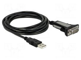USB to RS232 converter | D-Sub 9pin plug,USB A plug | 4m | black