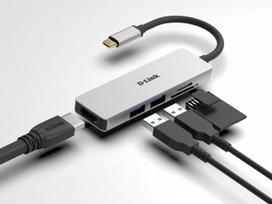 D-LINK USB-C 5-port USB 3.0 hub with HDMI and SD and microSD card reader