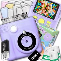 Skaitmeninis momentinis fotoaparatas vaikams su spausdintuvu + 32GB kortelė + 14 ritinėlių